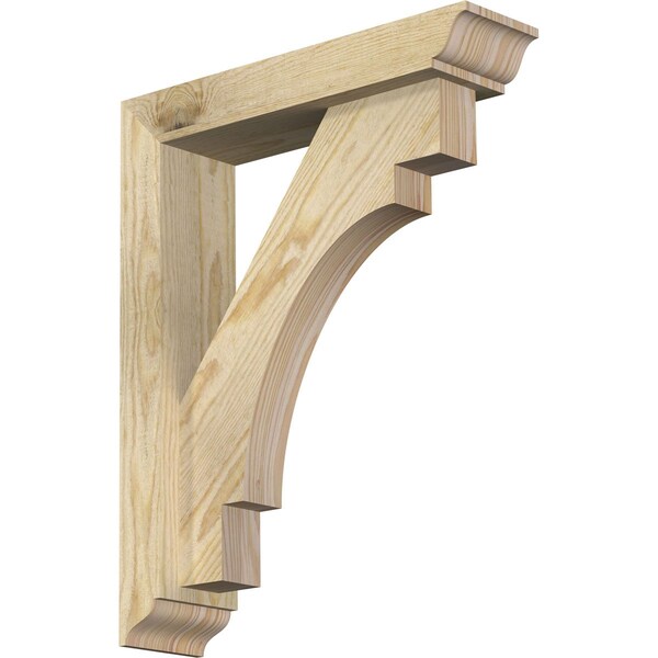 Ekena Millwork Merced Traditional Rough Sawn Bracket w/ Offset Brace, Douglas Fir, 4"W x 16"D x 20"H BKT0402X16X20MRC01RDF - main
